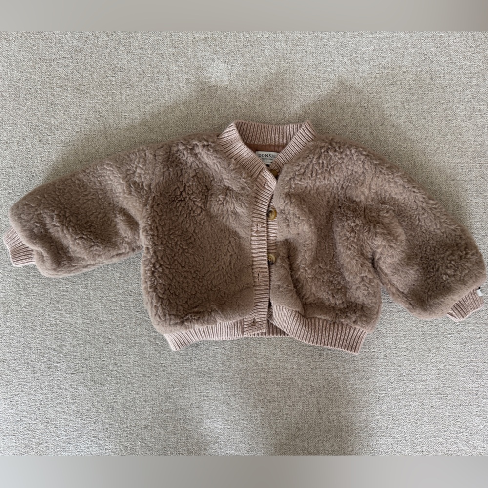 Donsje Cozy Brown Sherpa Button Sweater